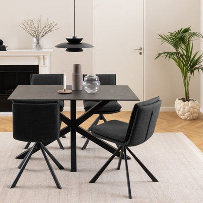 Heaven Dining Table with Ceramic Black Top 135x75.5cm