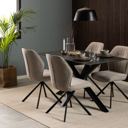 Heaven Dining Table with Ceramic Black Top 135x75.5cm