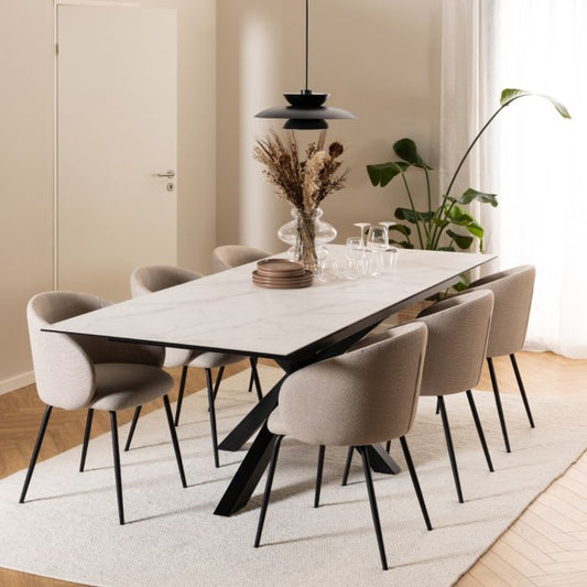 Heaven Extendable Dining Table with Ceramic White Top 200-240cm
