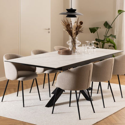 Heaven Extendable Dining Table with Ceramic White Top 200-240cm