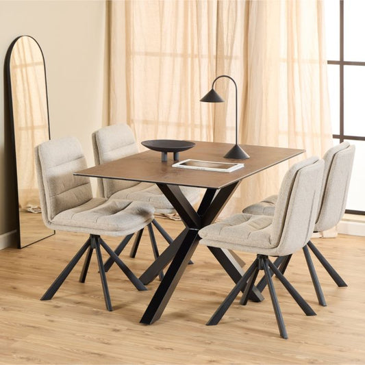 Heaven Dining Table with Ceramic Rusty Brown Top 135x75.5cm