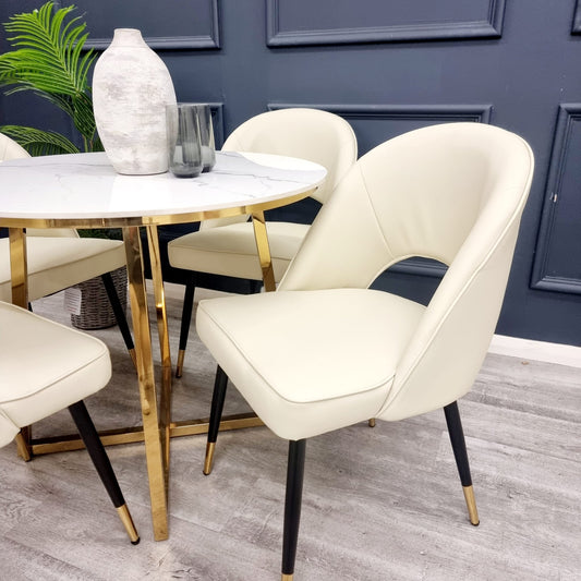 Astra Cream Leather Dining Chair