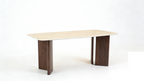 Almira 180cm Table - Walnut & Travertine