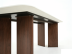 Almira 180cm Table - Walnut & Travertine