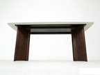Almira 180cm Table - Walnut & Travertine