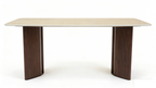 Almira 180cm Table - Walnut & Travertine