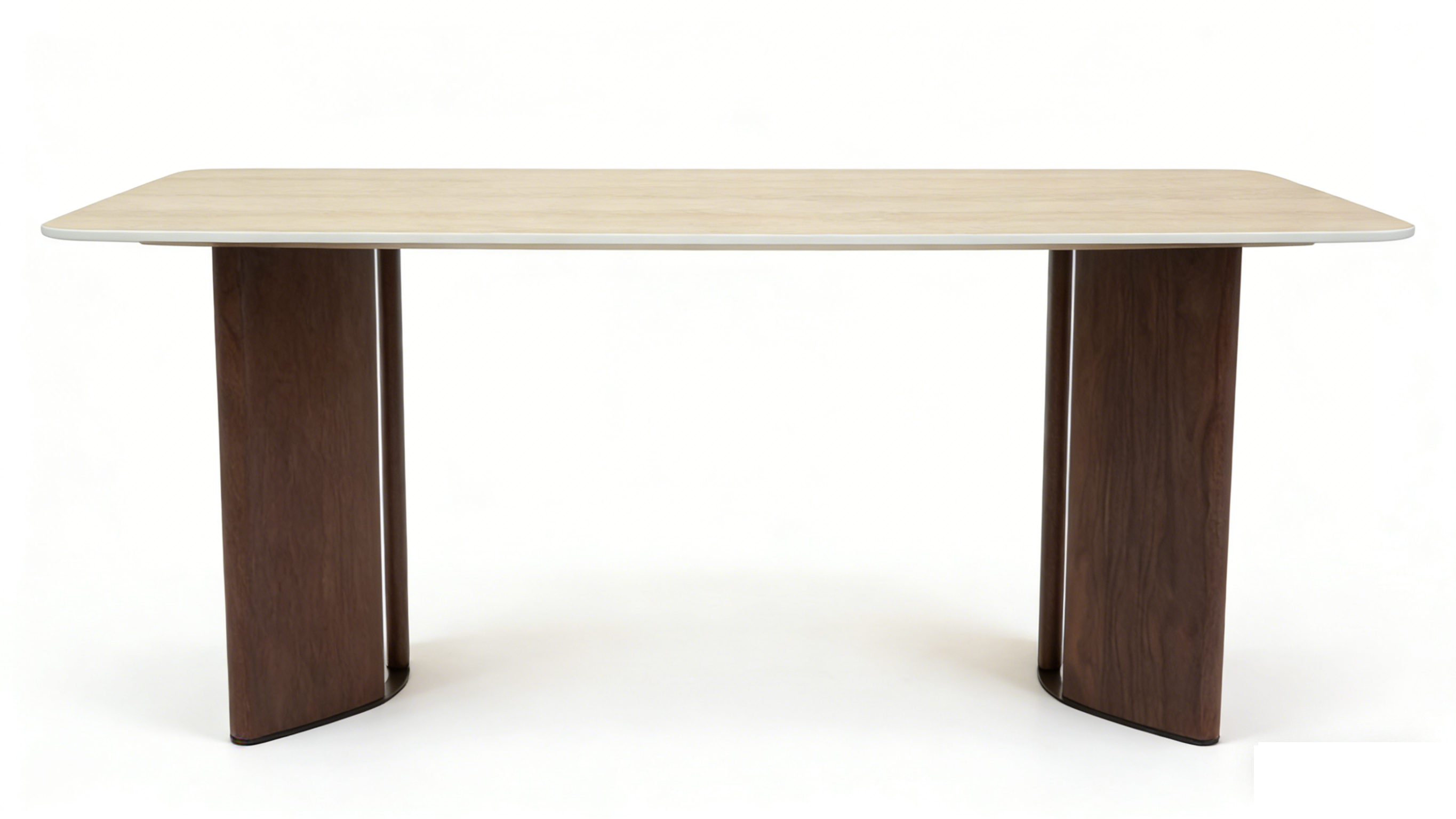 Almira 180cm Table - Walnut & Travertine