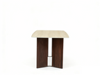 Almira 180cm Table - Walnut & Travertine