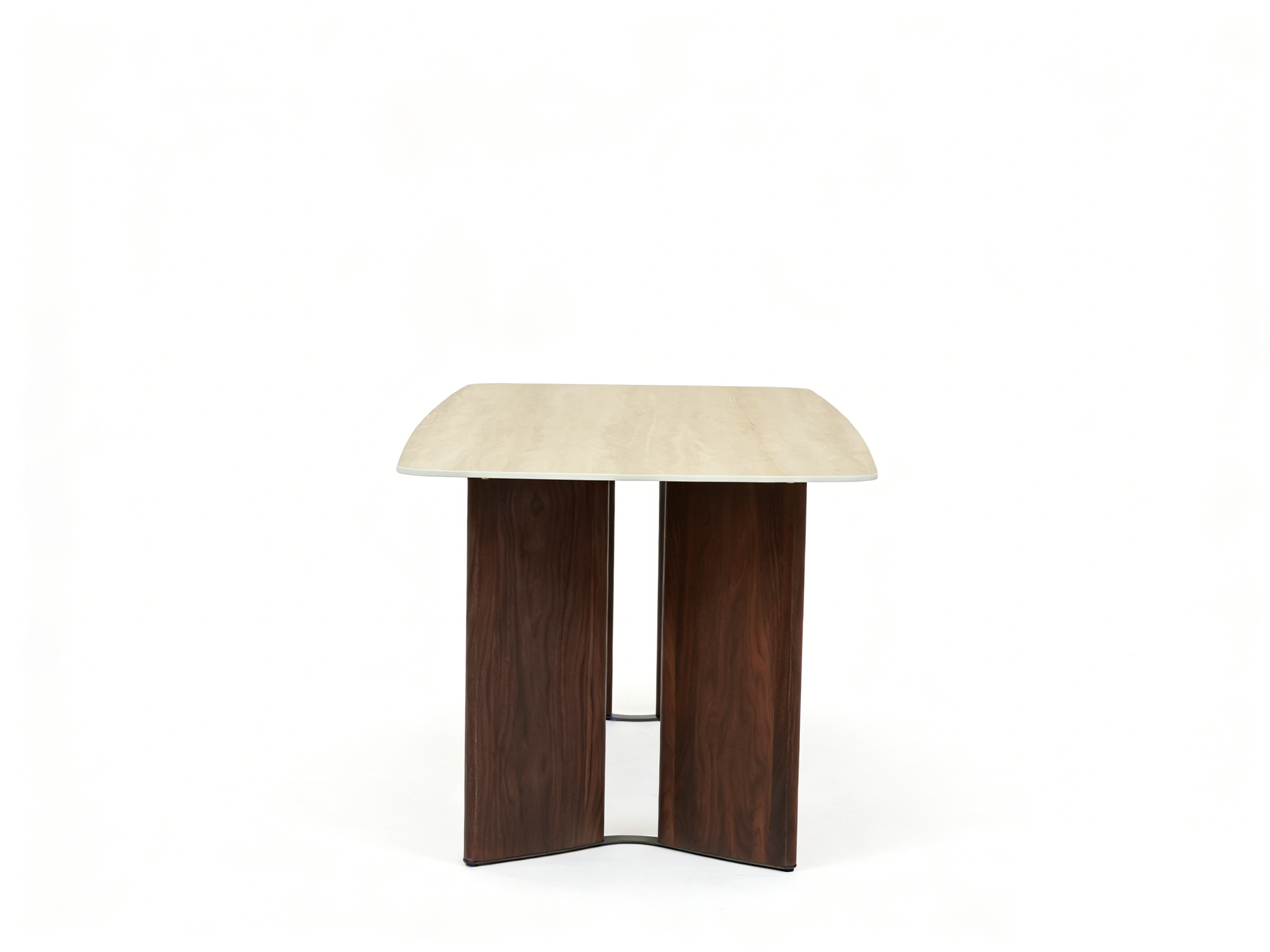 Almira 180cm Table - Walnut & Travertine