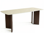 Almira 180cm Table - Walnut & Travertine