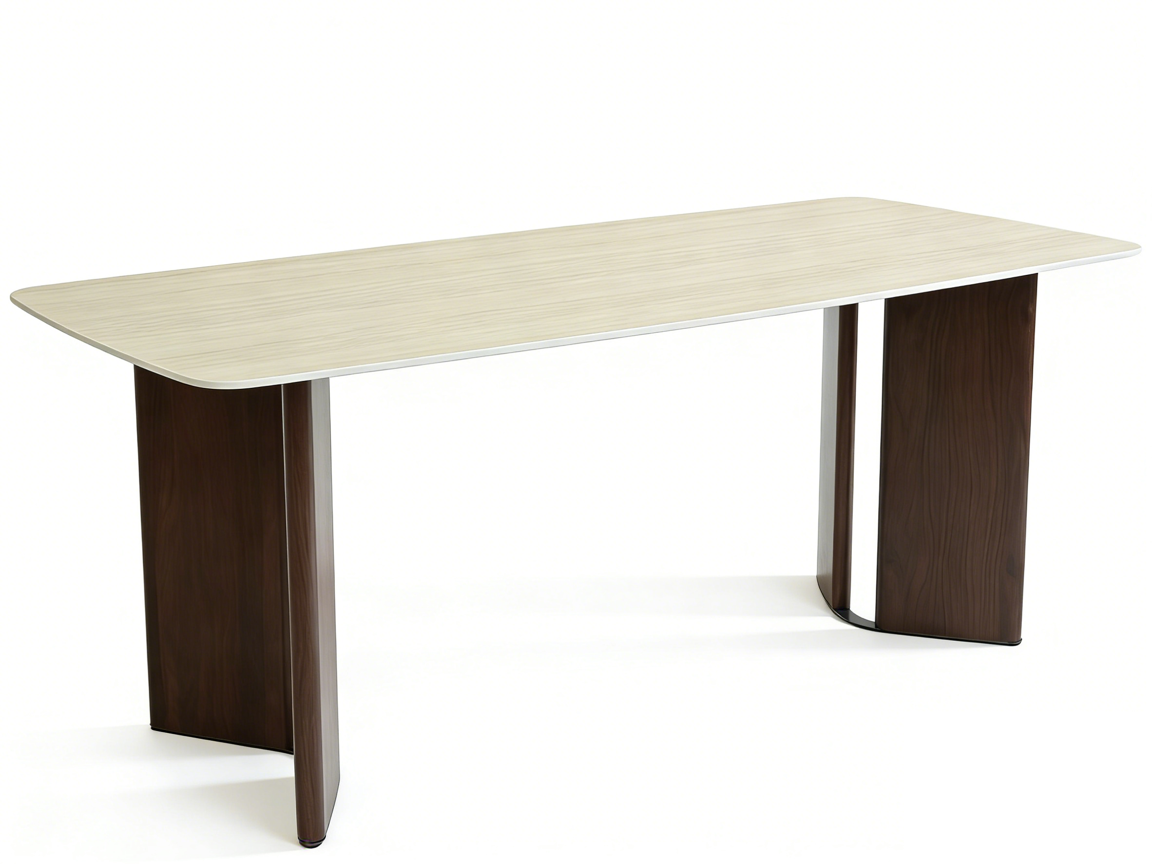 Almira 180cm Table - Walnut & Travertine
