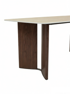 Almira 180cm Table - Walnut & Travertine