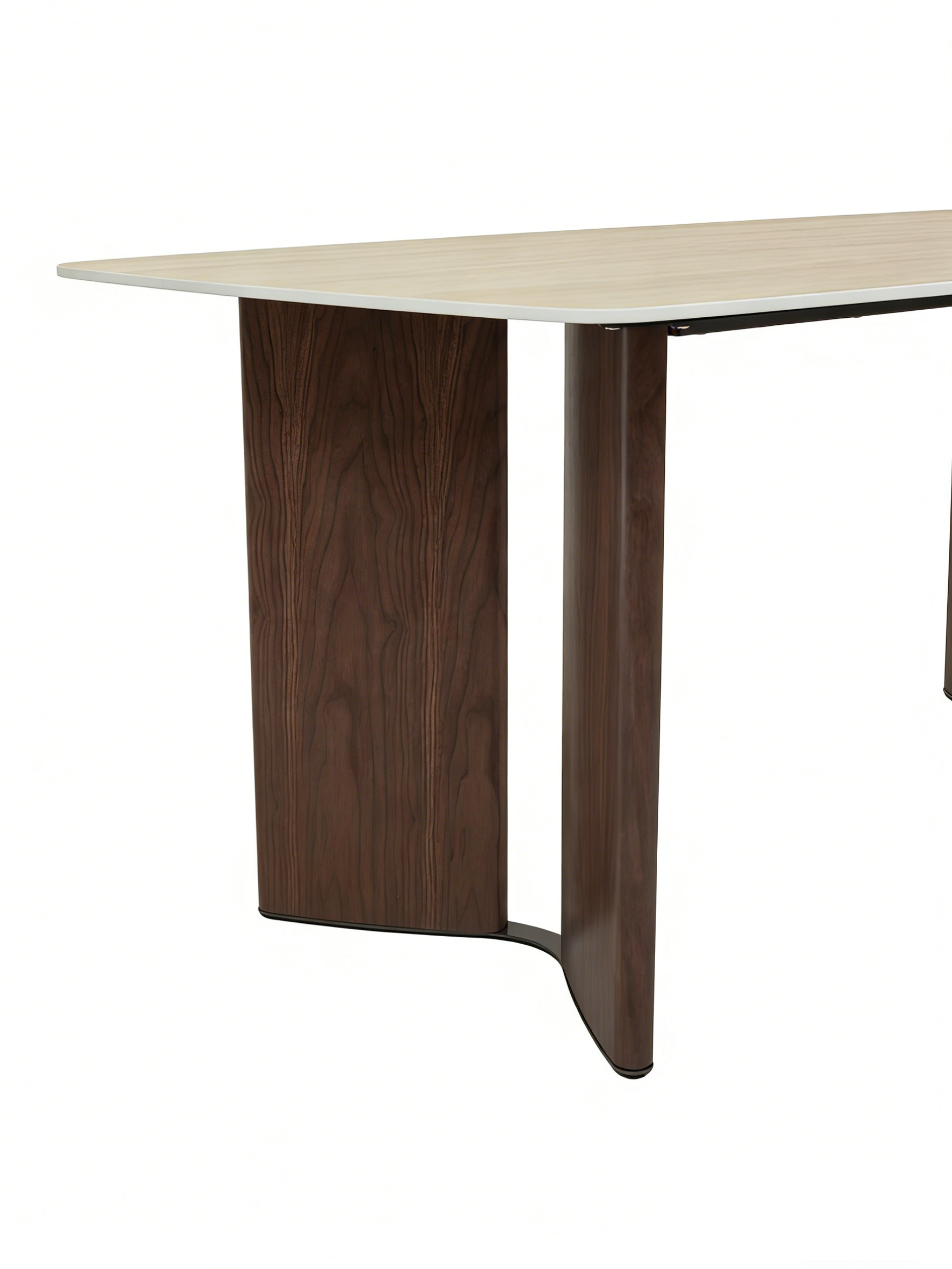 Almira 180cm Table - Walnut & Travertine