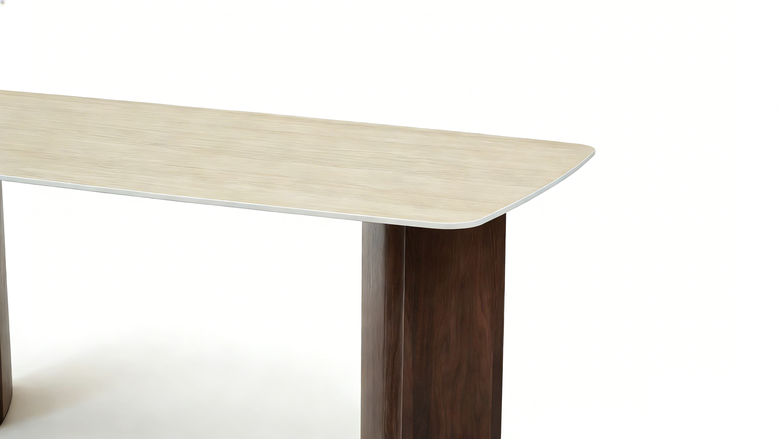 Almira 180cm Table - Walnut & Travertine