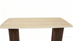 Almira 180cm Table - Walnut & Travertine