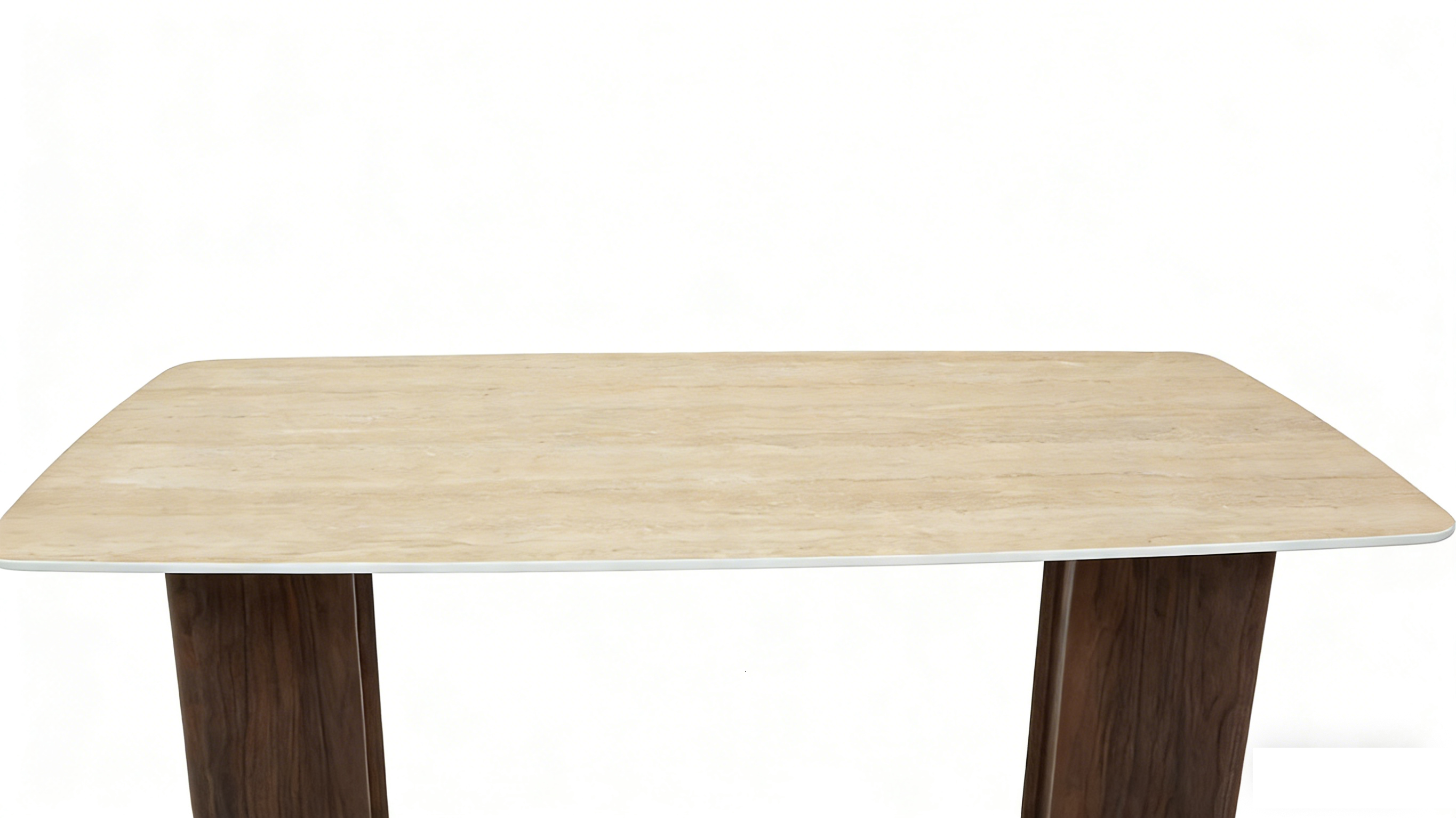 Almira 180cm Table - Walnut & Travertine