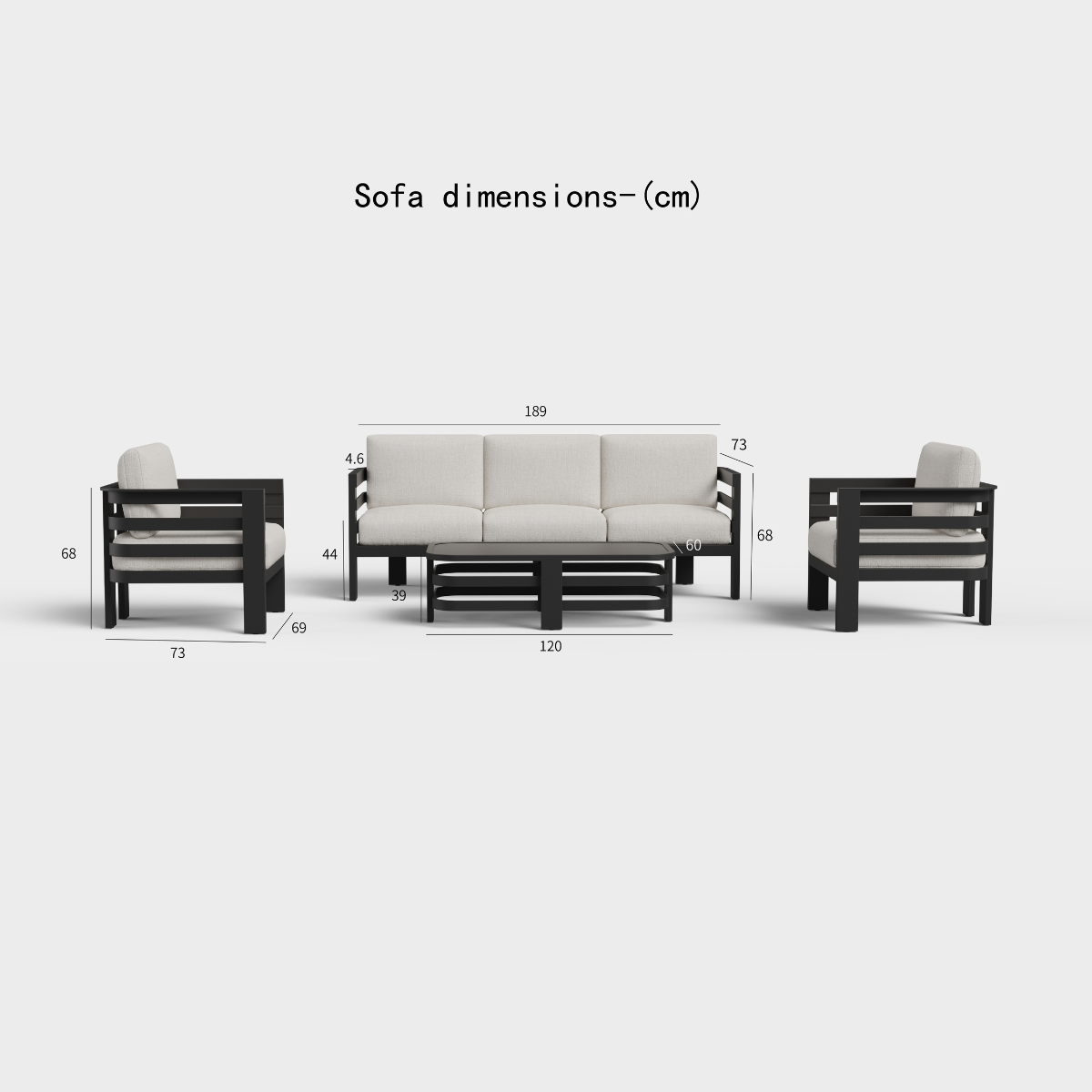 Andros Outdoor Lounge Set - Onyx - 5 Seater