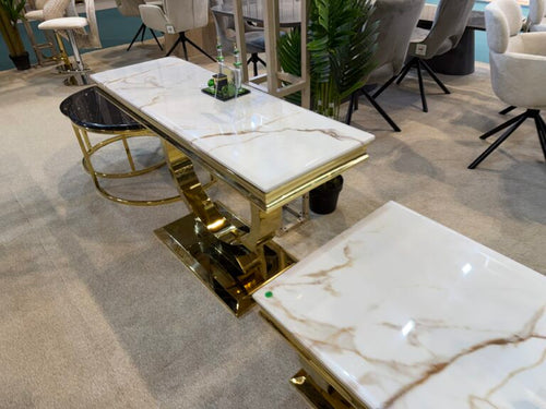 Arianna White and Gold Console Table 120cm