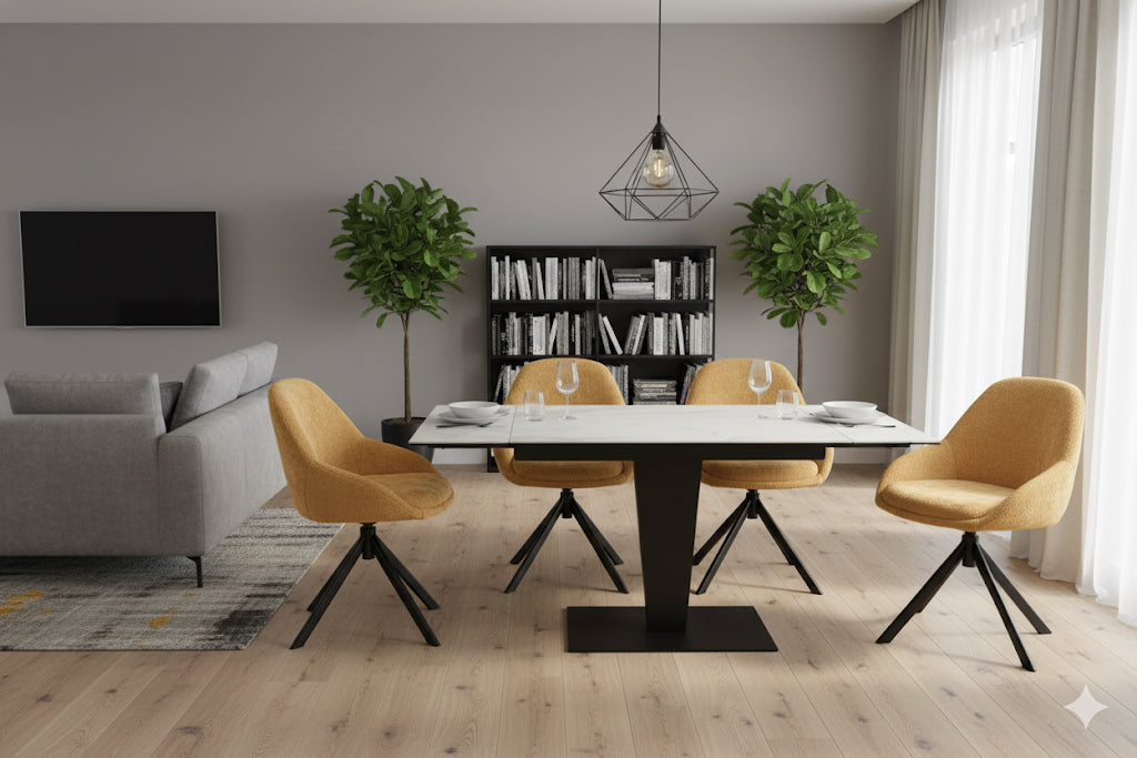 Valentina White Ceramic Extending Table