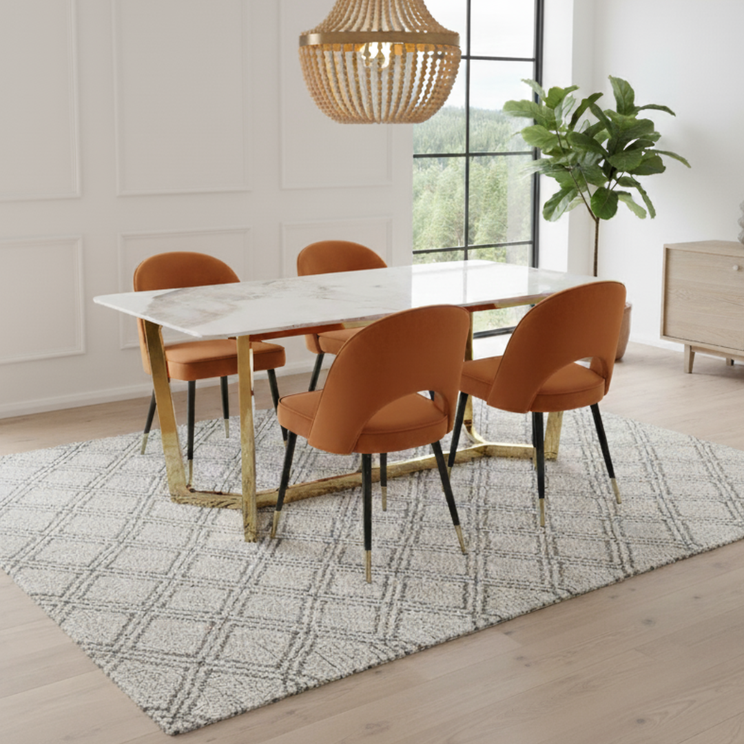 Lucien 1.8 Gold Dining Table with 4 Astra Chairs (Any Colour)
