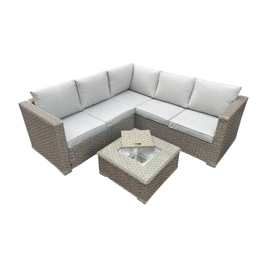 Sundara Corner Sofa Set with Ice Bucket - Brown