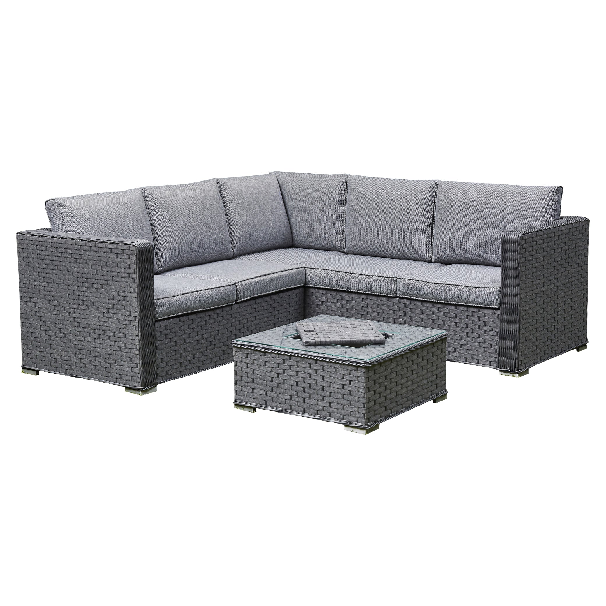 Sundara Corner Sofa Set with Ice Bucket - Grey