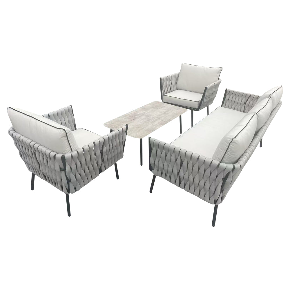 Corza Aluminium & Rope Lounge Set - Grey