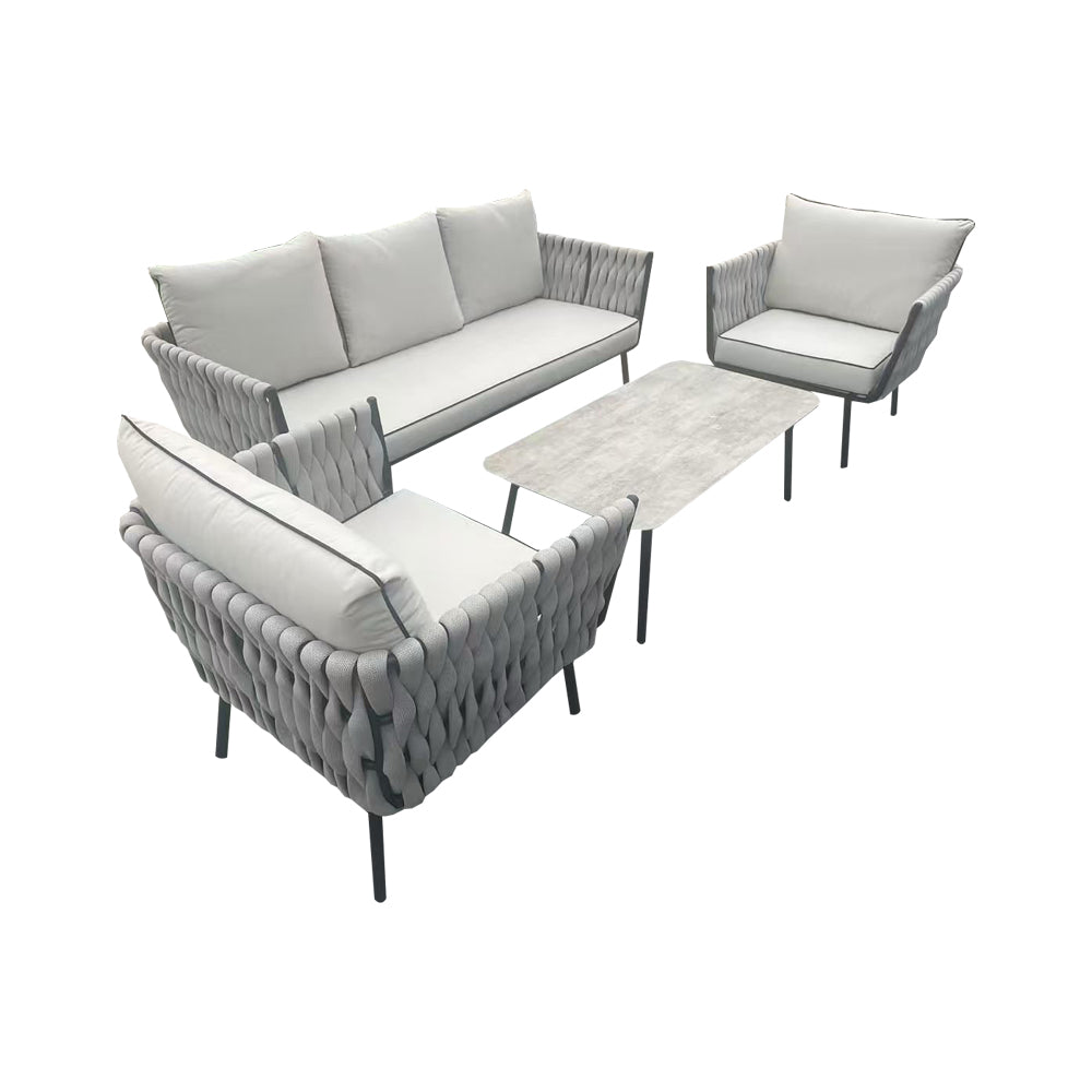 Corza Aluminium & Rope Lounge Set - Grey