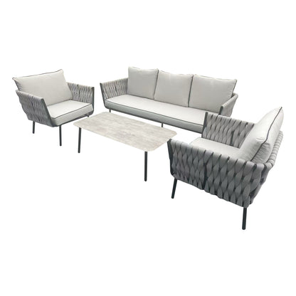 Corza Aluminium & Rope Lounge Set - Grey