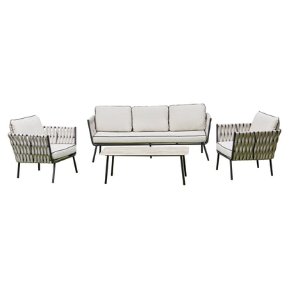 Corza Aluminium & Rope Lounge Set - Grey