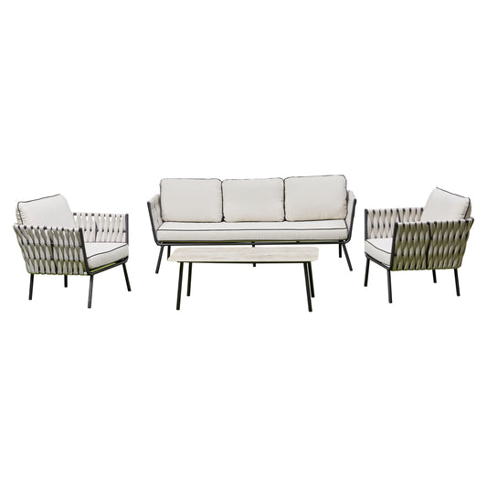 Corza Aluminium & Rope Lounge Set - Grey