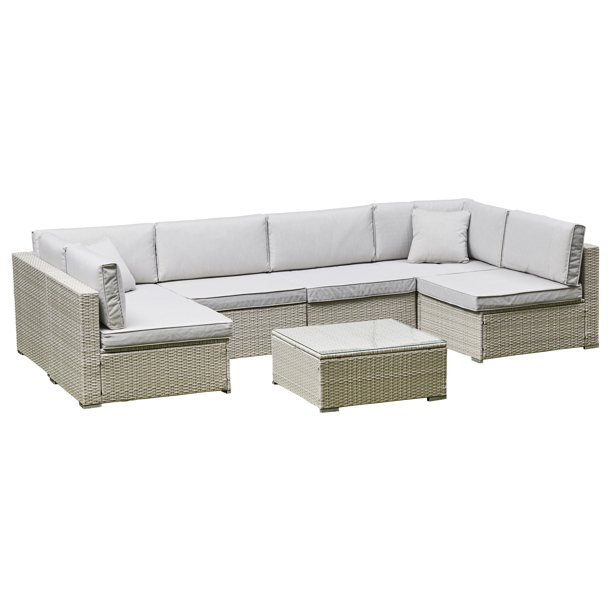 Solace U Shape Rattan Sofa - Grey