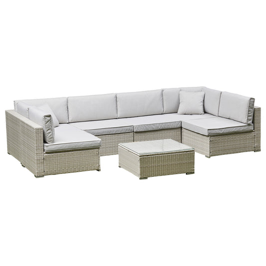 Solace U Shape Rattan Sofa - Grey