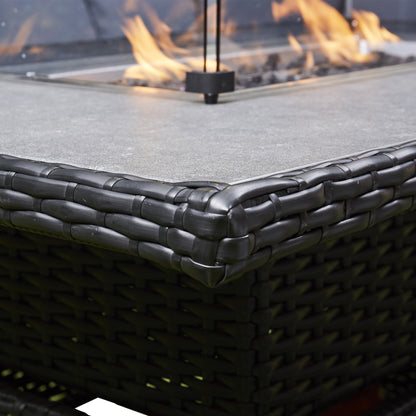 Tavara Corner Rising Firepit Dining Set - Black