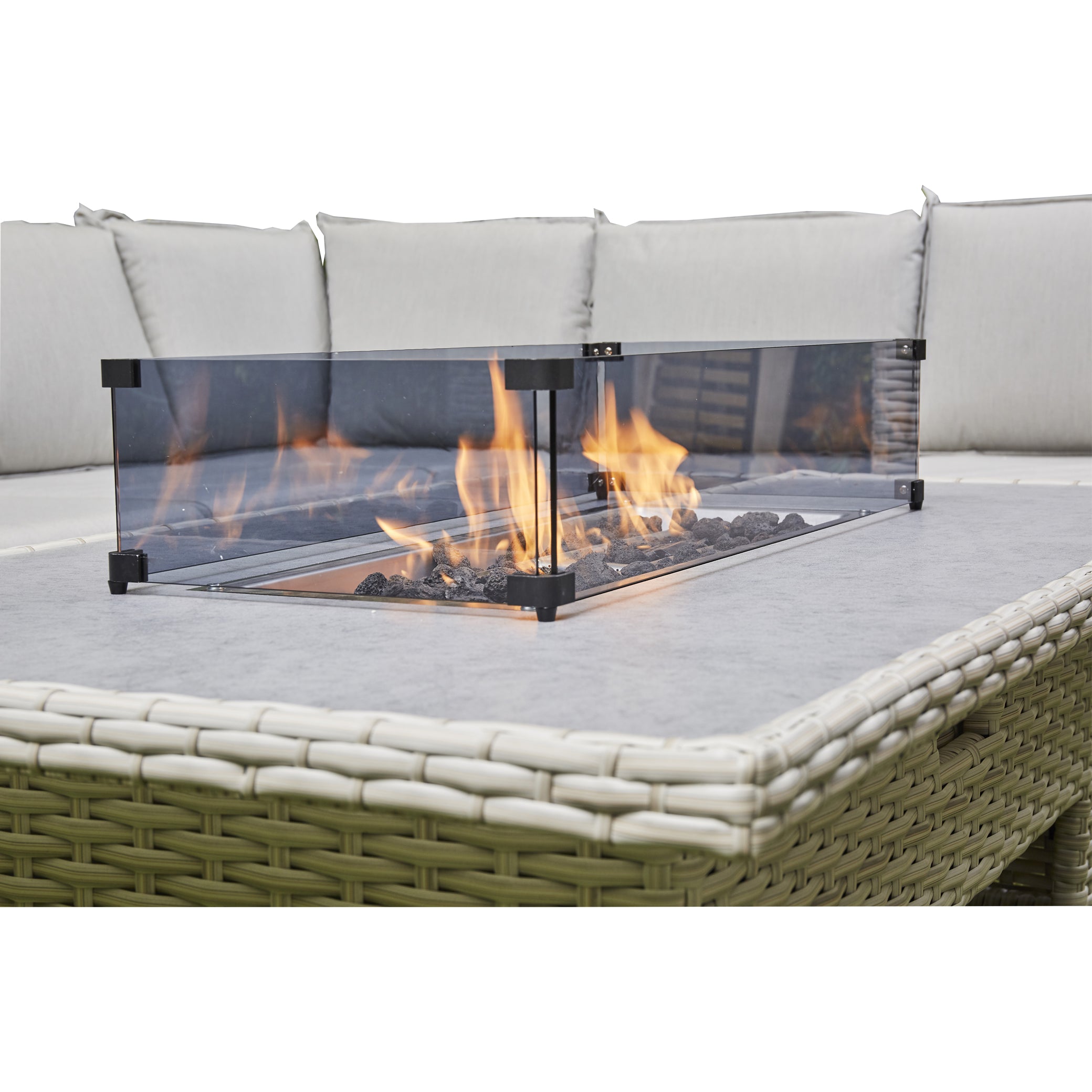 Mirela Rising Firepit Dining Set - Grey