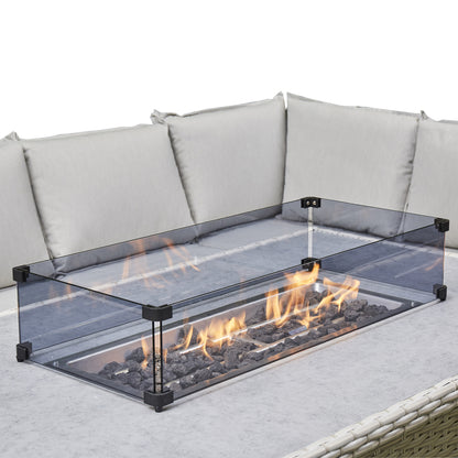 Mirela Rising Firepit Dining Set - Grey