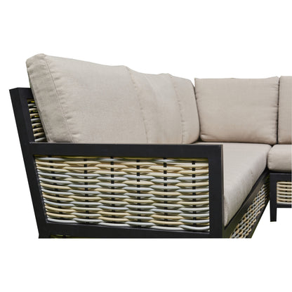 Vernis Aluminium Firepit Dining Set - Beige