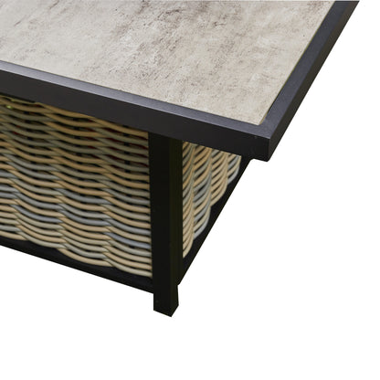 Vernis Aluminium Firepit Dining Set - Beige