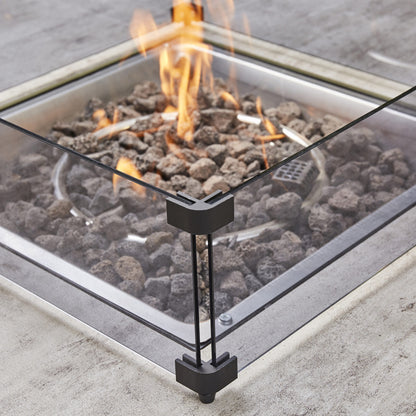 Vernis Aluminium Firepit Dining Set - Beige