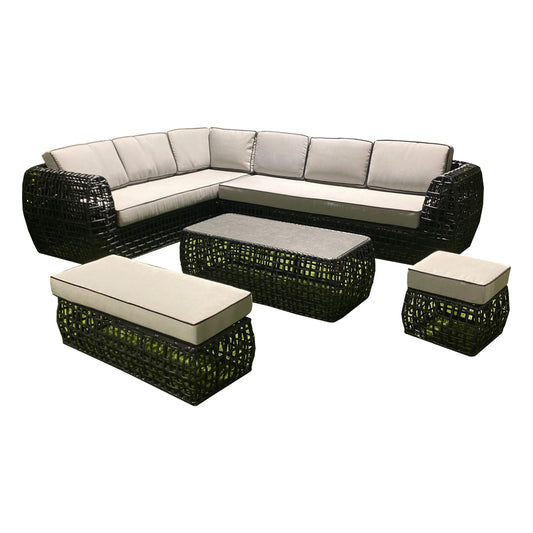 Nativa Rattan Corner Sofa Set - Grey