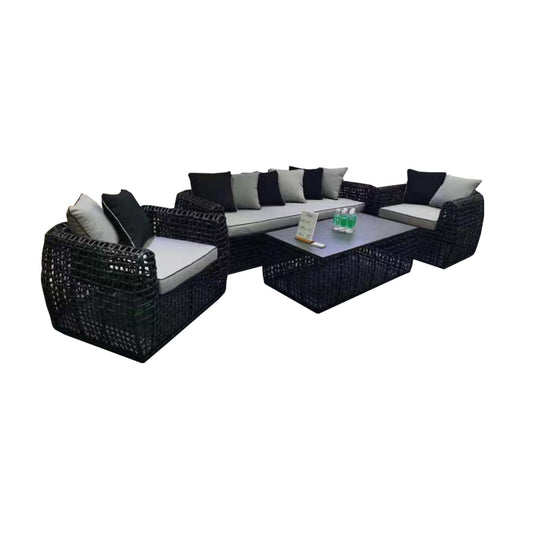Kendara Rattan Corner Sofa Set - Black