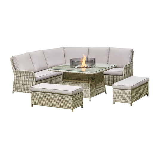 Aurea Firepit Dining Set - Grey