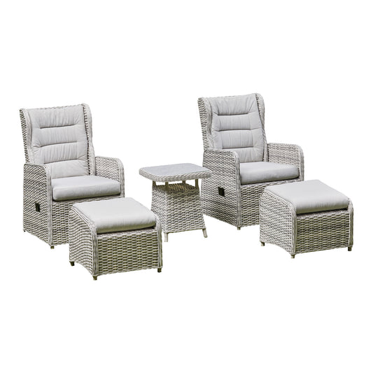 Bamora 5-Piece Reclining Lounge Set - Grey