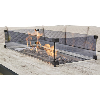 Cavara Aluminium Firepit Dining Set - Beige