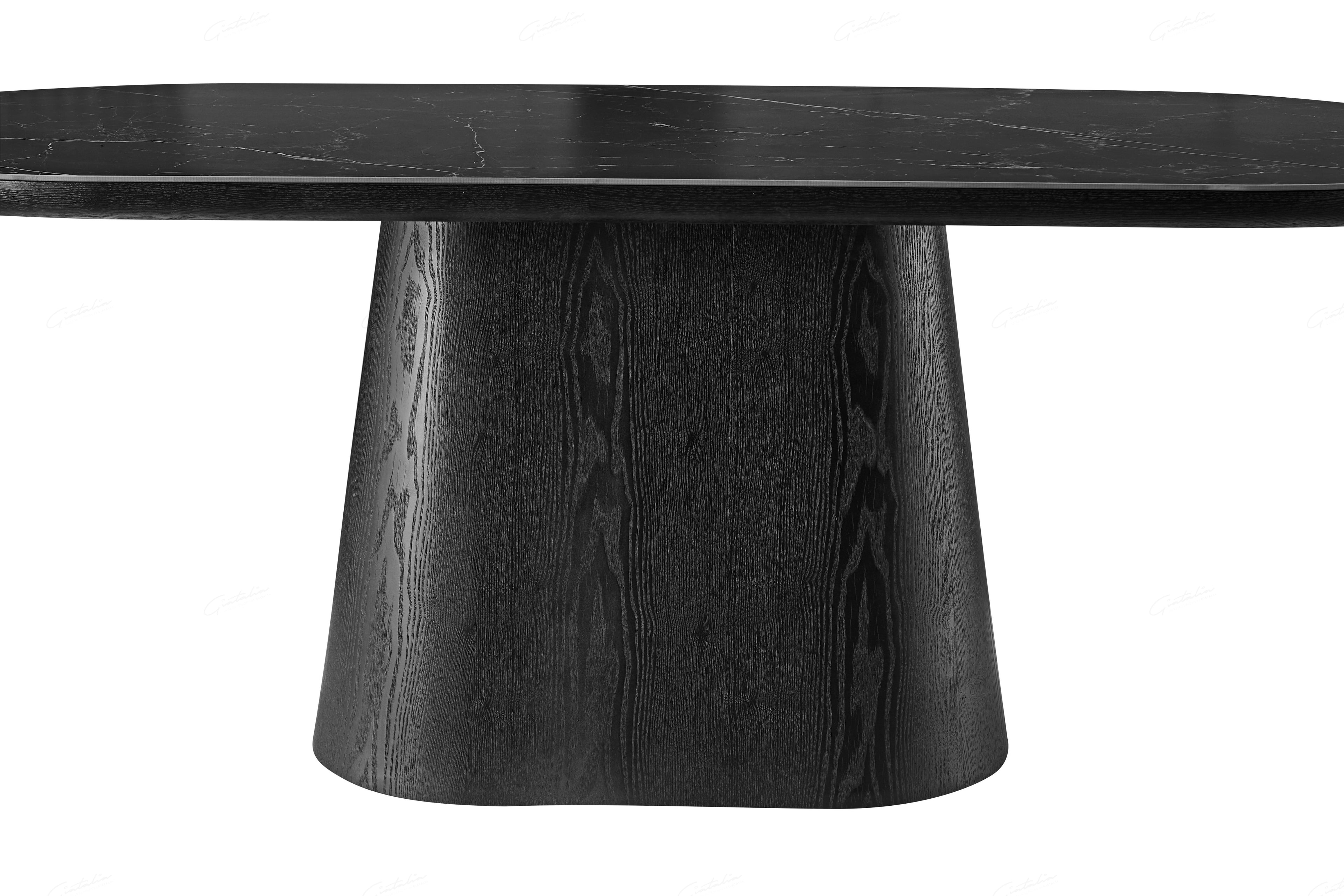 Bianca Black & Black Sintered Stone Oval Dining Table