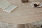 Casa Round 120cm Table - Cappuccino & Travertine