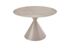 Casa Round 120cm Table - Cappuccino & Travertine