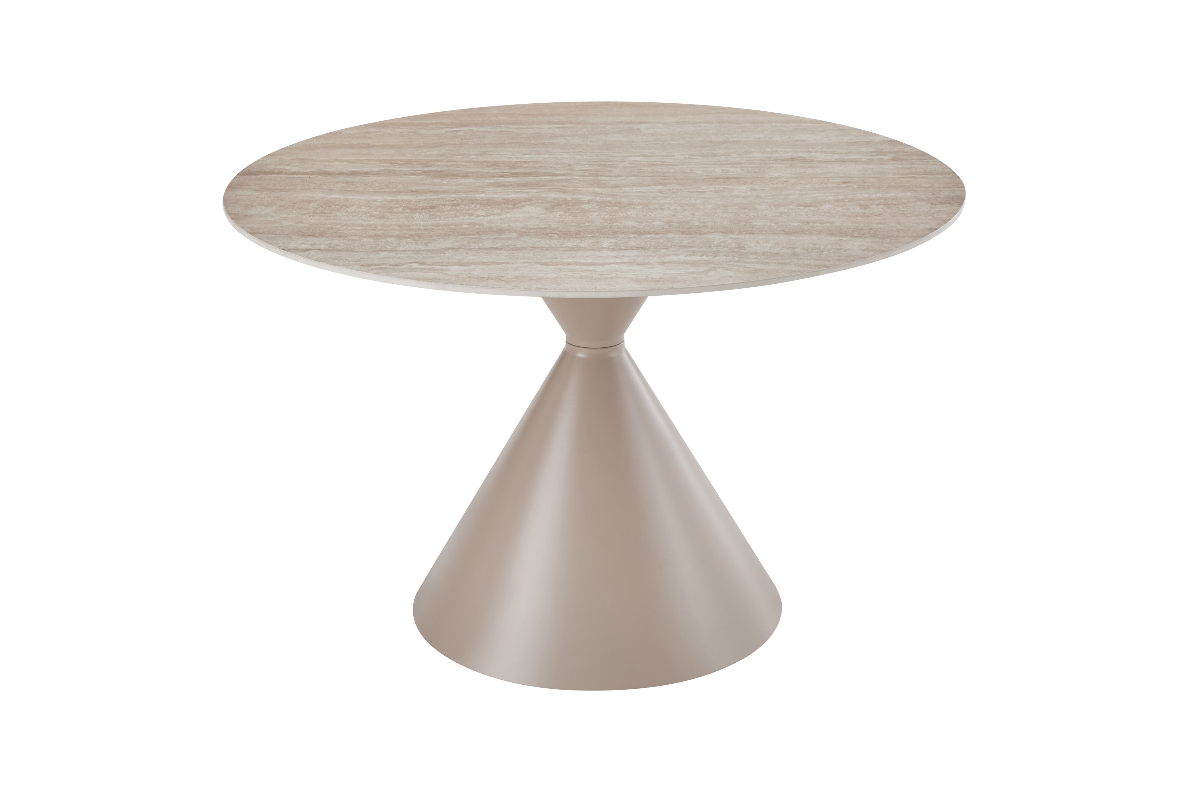 Casa Round 120cm Table - Cappuccino & Travertine
