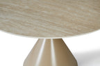 Casa Round 120cm Table - Cappuccino & Travertine