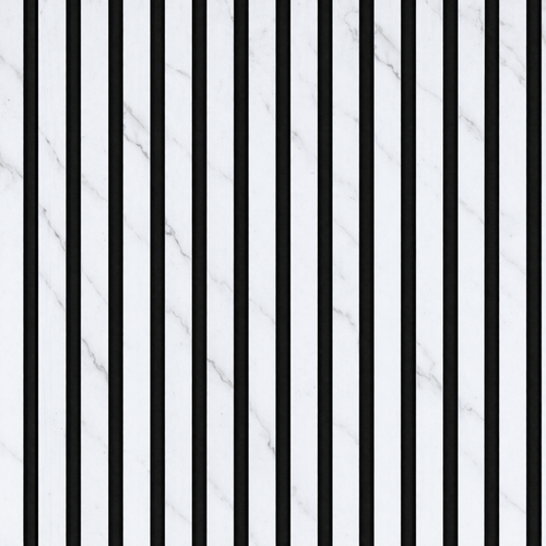 Acoustic Slatted Wall Panel - White Marble 2.8m x 0.6m (3 Pieces)